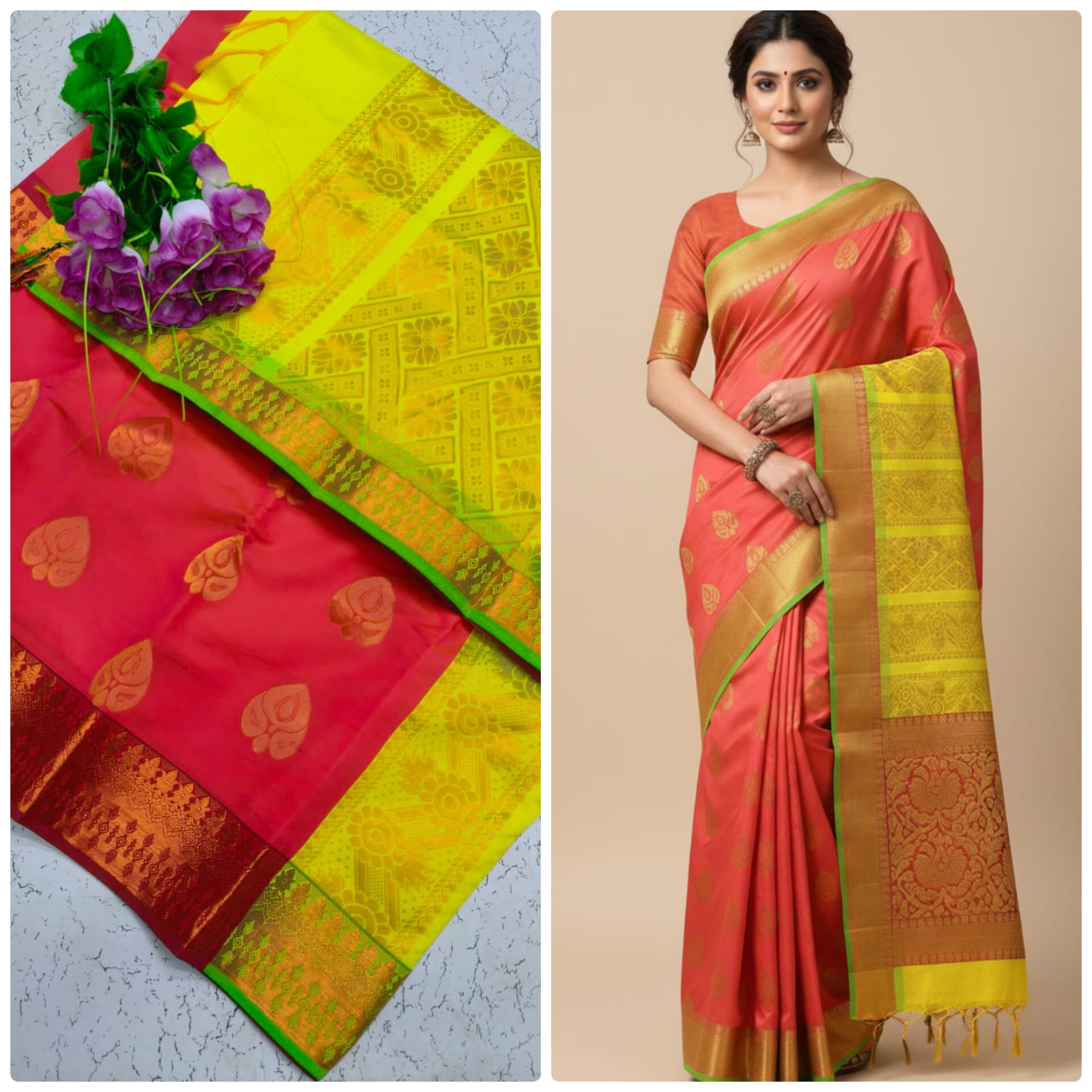 Kotta Cotton Silk Saree Mustard